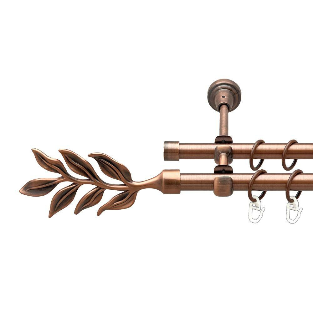 Карниз Orvit Лавр металевий дворядний відкритий гладка труба кільце металеве Мідь 16\16 мм 200 см (00-00020633) Львів - фото 1