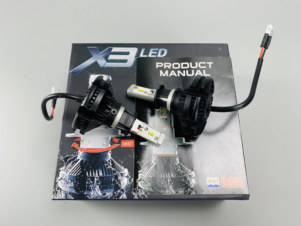 X3 Лампа світлодіодна цоколь H1 (к-кт 2 шт) 12/24V, 50W, 4000Lm + вентилятор (авиац. алюмін. профілю.) Мукачево - фото 3