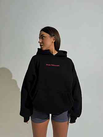 Жіночий теплий оверсайз з акцентним надписом попереду трьохнитка на флісі Одеса