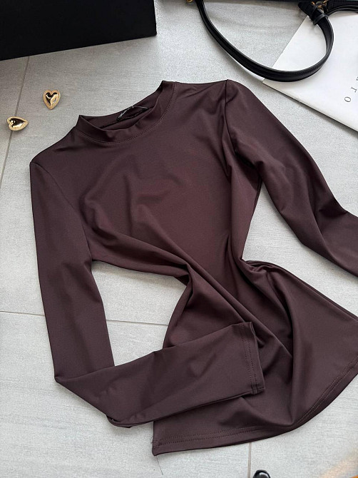 Женский повседневный базовый лонгслив микродайвинг Шоколад Одесса - изображение 3