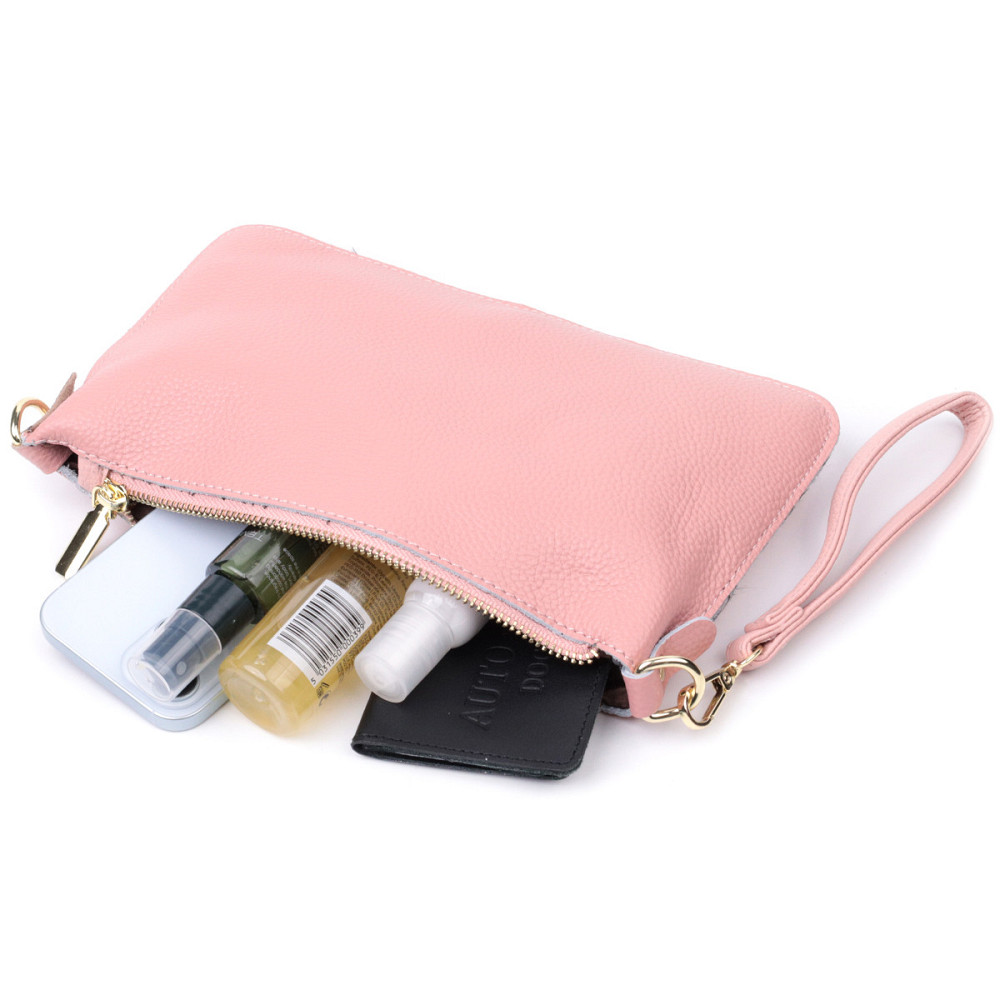 Красива жіноча сумка-клатч з двома ременями з натуральної шкіри Vintage 22644 Рожева Київ - фото 9