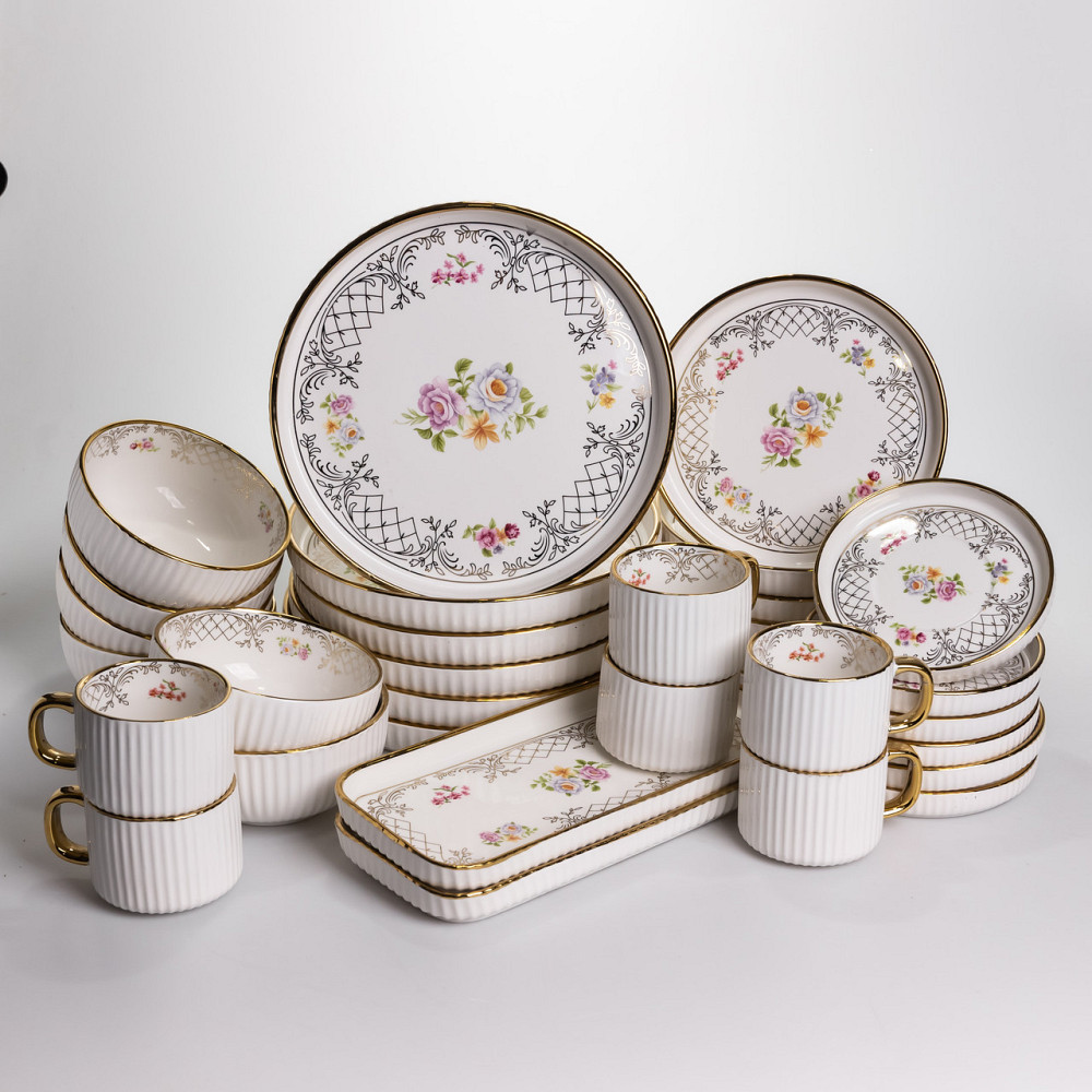 Столовий набір посуду тарілок і чашок 32 предмети на 6 персон «Золотий Кант» порцеляновий TH-32 Коломия - фото 6