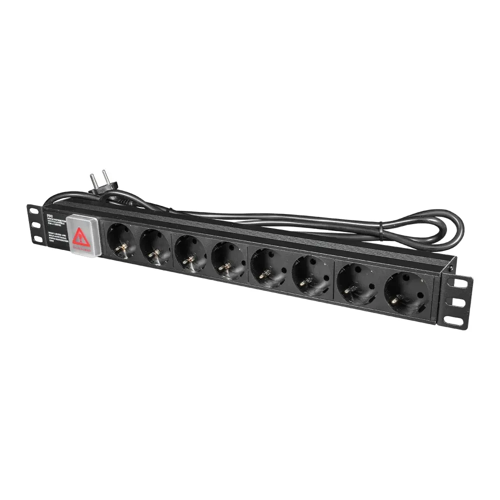 Блок розеток E-NET PDU/8M-16А Black на 8 розеток Schuko, з вимикачем (25-00065) Київ - фото 2