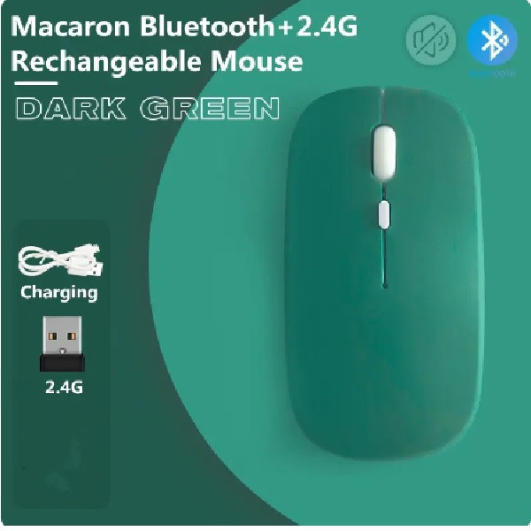 Мишка безшумна комп'ютерна, бездротова Macarone Bluetooth, USB, що перезаряджається, Салатова Запоріжжя - фото 4