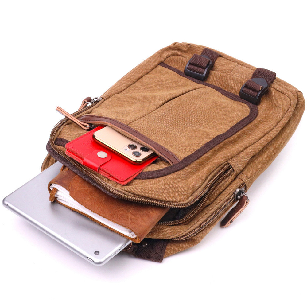 Удобный рюкзак из текстиля Коричневый (Vintage) Киев - изображение 2