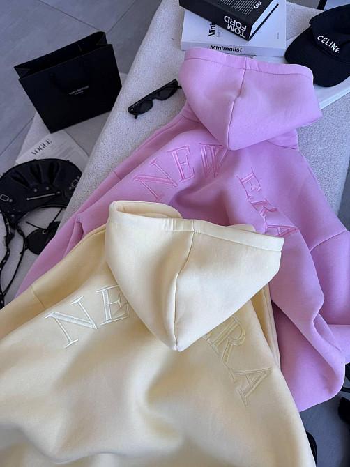 Женская утепленная оверсайз худи трехнить на флисе Желтый Одесса - изображение 6