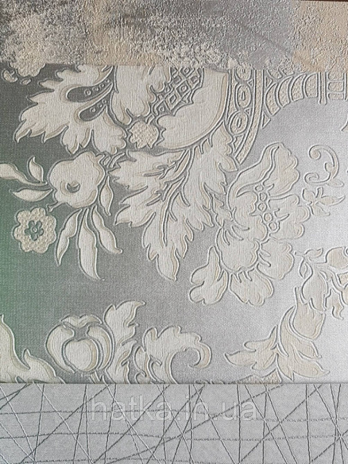 Шпалери вінілові на флізелін Sirpi Alta gamma Sempre 3 вензелі бежеві на сріблястому великі структурні 3д Київ - фото 2