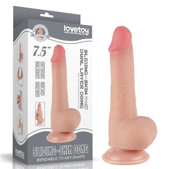 Фаллоимитатор - Sliding-Skin Dual Layer Dong 7.5