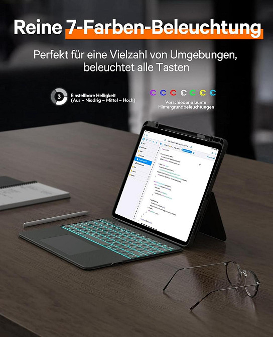 Захисний чохол-клавіатура для iPad Air 13 Inch M2 / iPad Air 2024 / iPad Pro 12,9 дюймів (6-го, 5-го, 4-го, 3-го покоління) Дніпро - фото 4