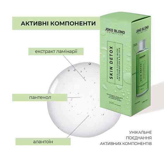 Мицеллярная вода для комбинированной и жирной кожи Skin Detox Joko Blend 200 мл Киев