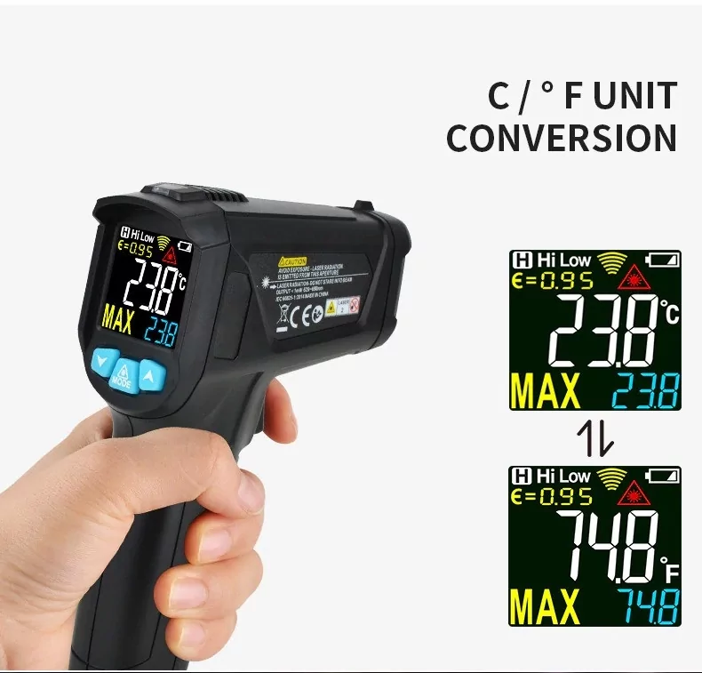 Пірометр Mestek IR02C (від -50 до +800 ° С) Чорний Вінниця - фото 7
