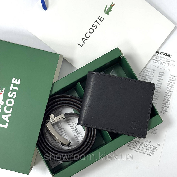 Мужской подарочный набор портмоне и ремень Lacoste (982) Киев - изображение 5