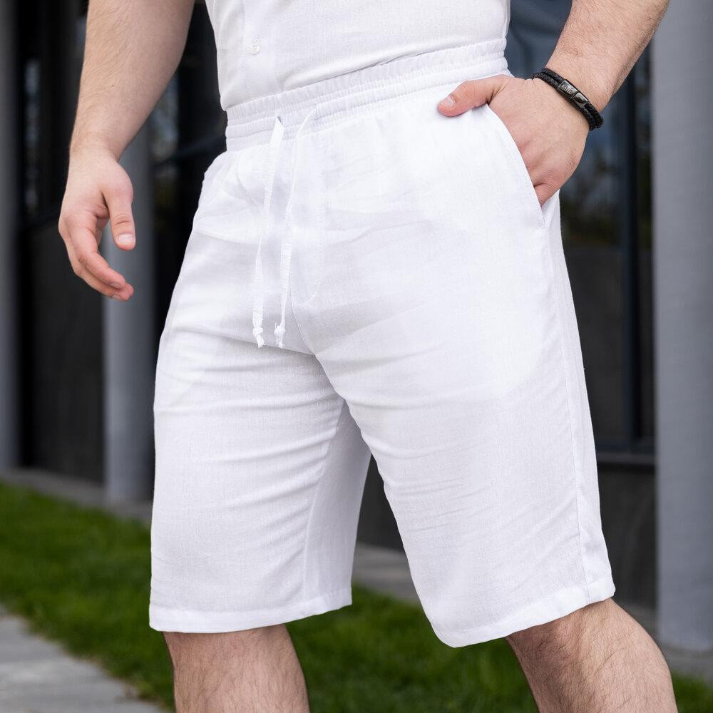 Шорти чоловічі льняні з кишенями білі Pobedov Marsel Київ - фото 3