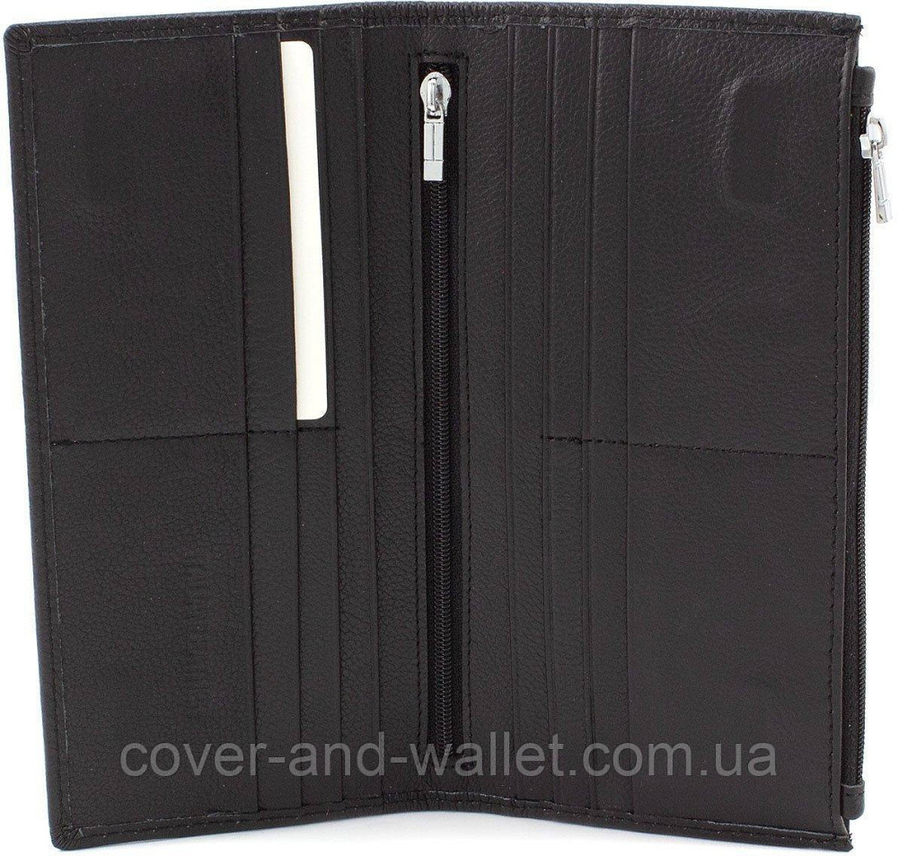 Тонкий шкіряний чоловічий гаманець на магнітах і блискавці ST 006 black Київ - фото 5
