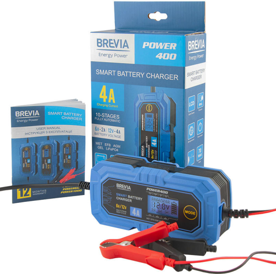 Мощное зарядное устройство для АКБ Brevia Power 400 : 6V/12V, 4A (20400EP) Киев