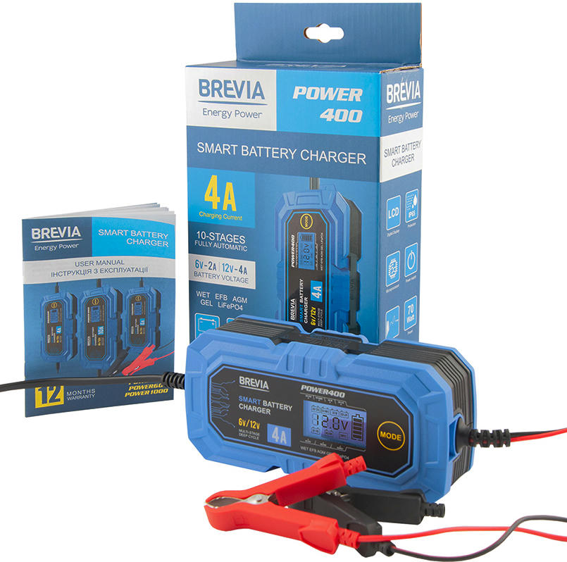 Мощное зарядное устройство для АКБ Brevia Power 400 : 6V/12V, 4A (20400EP) Киев - изображение 5