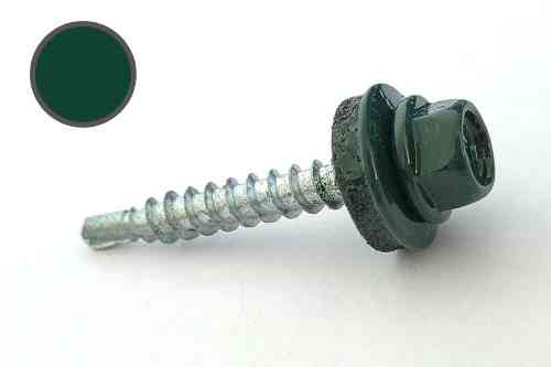 Саморіз покрівельний 4,8*35 DIN 7504K RAL 6005 для дерева (пач 50 шт.) (колір — зелений мох) APRO Рівне