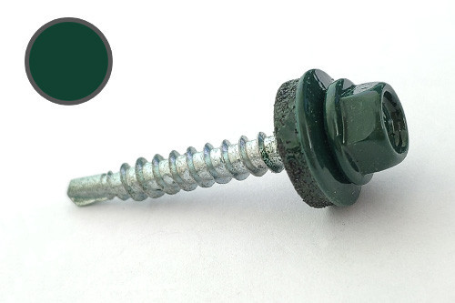 Саморіз покрівельний 4,8*35 DIN 7504K RAL 6005 для дерева (пач 50 шт.) (колір — зелений мох) APRO Рівне - фото 1