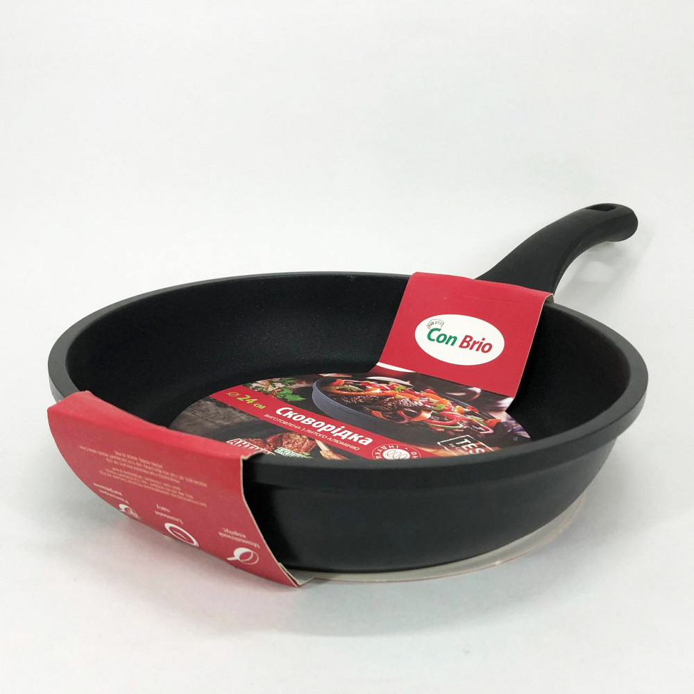 Зручна сковорода для щоденного використання Con Brio СВ-2425 24 см, Нова алюмінієва сковорода ZB-77 Львів - фото 8