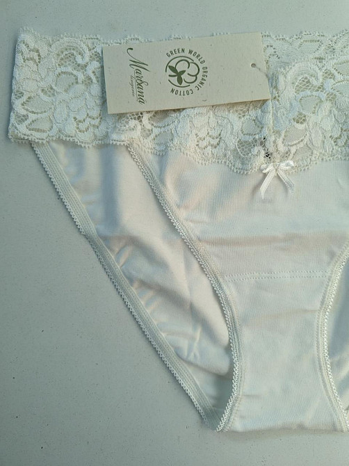 Жіночі трусики Танга з бавовни з мереживним поясом колір Шампань Marsana 01-051 L Київ - фото 3