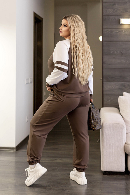 Прогулянковий костюм у спортивному стилі "Marvin" | Норма і батал Шоколадний, 42-44 Київ - фото 3