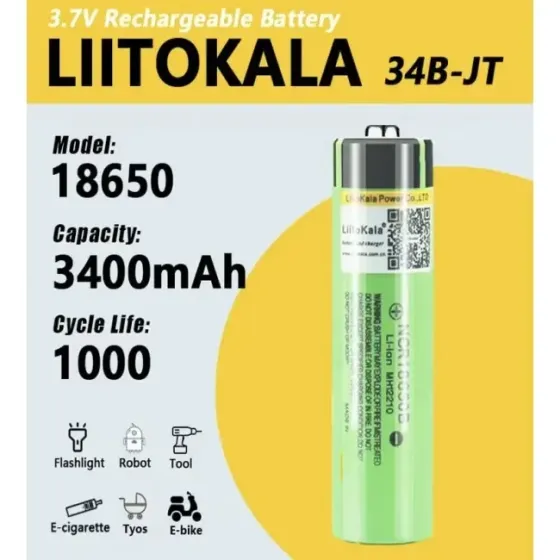 Акумулятор LiitoKala 18650 3400mAh 3.7V літій-іонний акумулятор для ліхтарів та електроніки Одеса