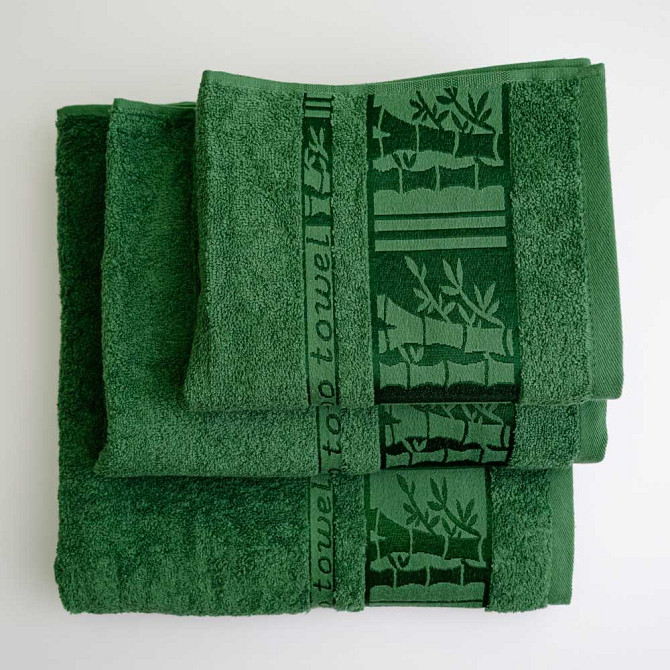 Набор махровых полотенец 3шт GM Textile 40х70см, 50х90см, 70х140см BambooN 450г/м2 (Зеленый) Сумы - изображение 4