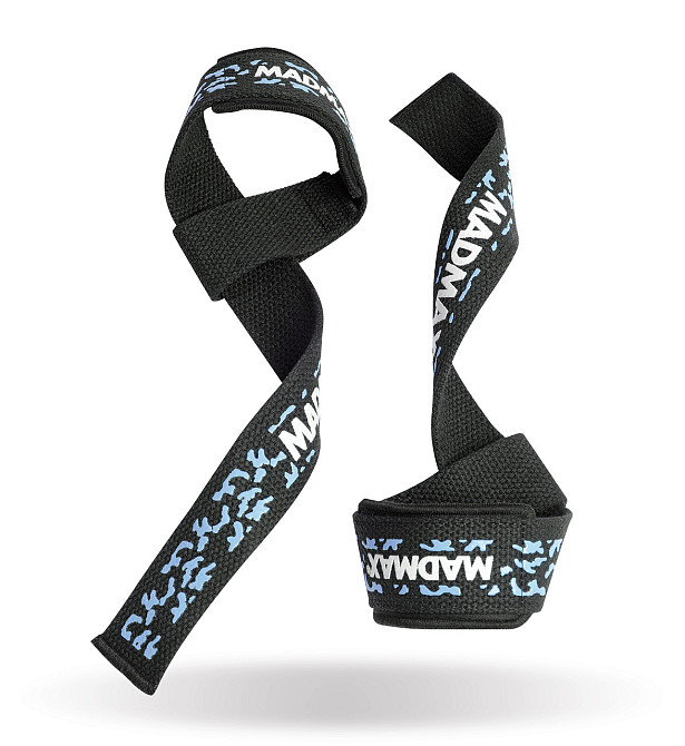 Лямки для тяги MadMax Camo Power Wrist Straps Camo/Light Blue Київ - фото 2