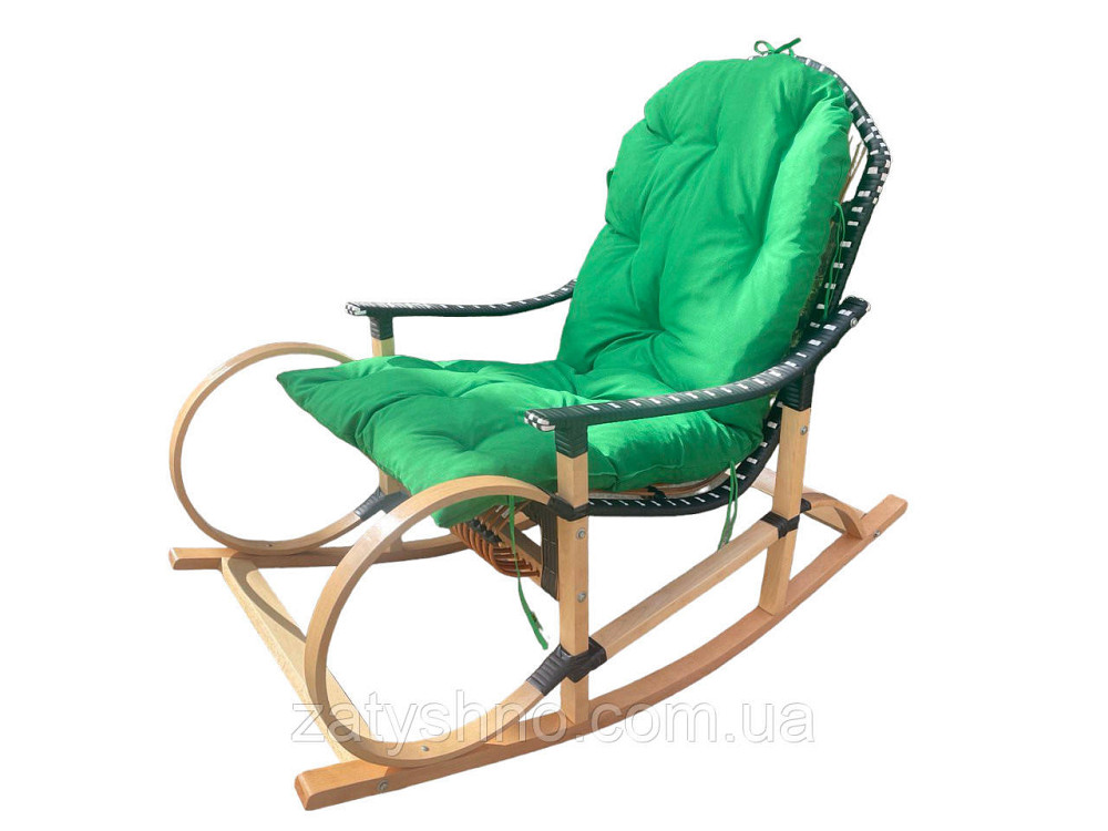 Крісло гойдалка із зеленою подушкою Київ - фото 3
