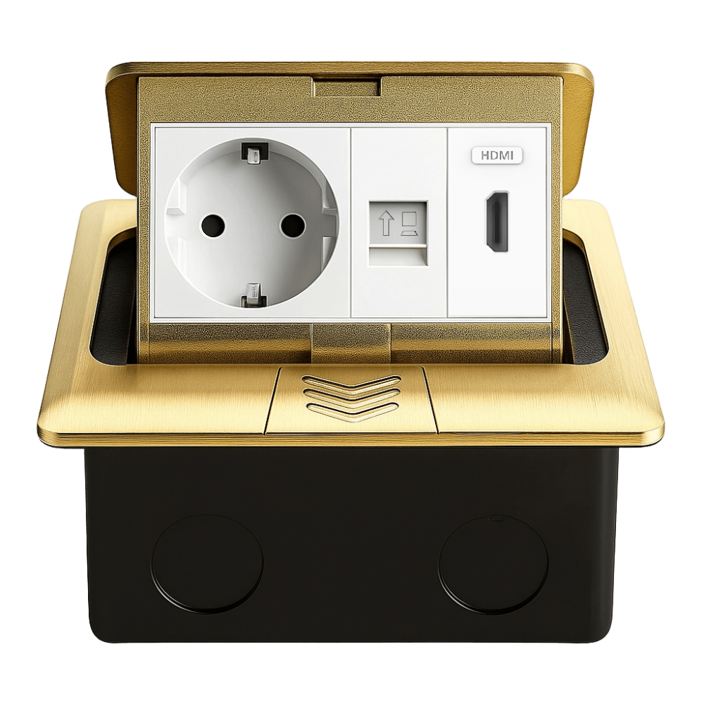 LIVOLO Розетка підлогова подвійна LIVOLO золота, вбудована у підлогу, з HDMI, інтернет RJ-45, д Коломия - фото 3