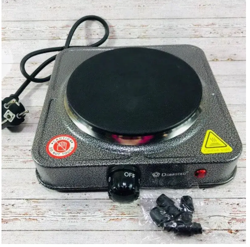 Електрична плитка Domotec MS-5821 з 1 конфоркою, 1000 Вт, сірий корпус — компактна настільна модель Одеса - фото 1