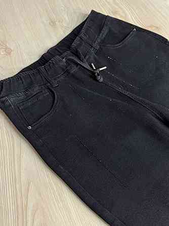 Джинси жіночі Ladyn 836 MOM на резинці розсип камінців великі розміри чорні, чорний, З2, 32, 95 см, 115 см Київ