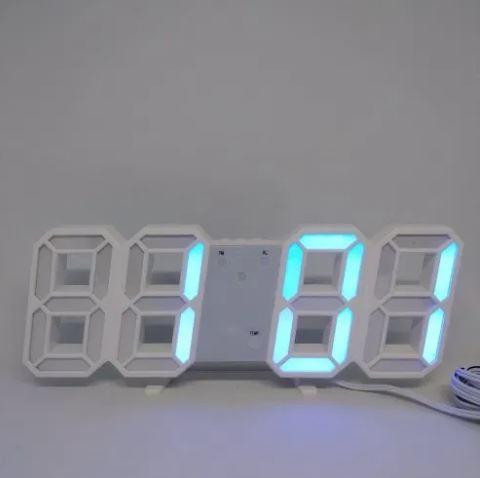 Годинники настільні LY 1089 з блакитний підсвічуванням, білі Вінниця - фото 5