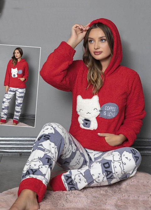 Пижама флисовая женская Красный 3XL Харьков - изображение 1