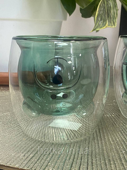 Піала без ручки чашка подвійне скло Olens "Смарагдова Умка" 250 мл смарагдовий зелений Київ - фото 2