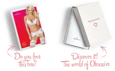 Мереживний комплект білизни Obsessive 810-SEG-1 L/XL White, бюстгальтер, стрінги, пояс для панчіх Львів - фото 8