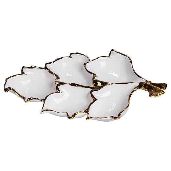 Yiwu Менажниця порцелянова на 5 секцій для закусок 37.5×22.5×5 (см) тарілка менажниця Білий із Коломыя