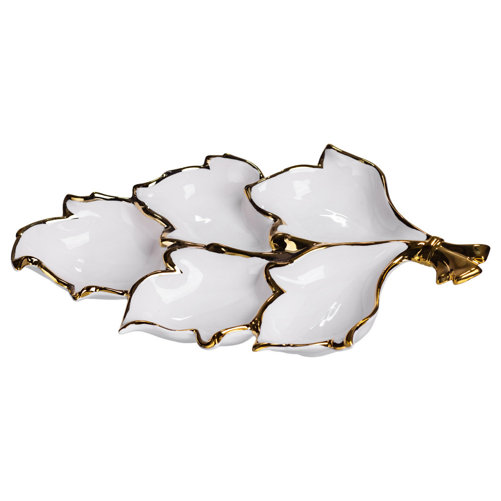 Yiwu Менажниця порцелянова на 5 секцій для закусок 37.5×22.5×5 (см) тарілка менажниця Білий із Коломия - фото 1