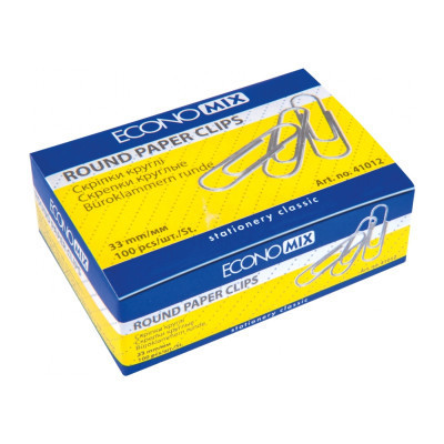Скріпки канцелярські Economix 33 мм кругла, 100шт (E41012) Вінниця - фото 1