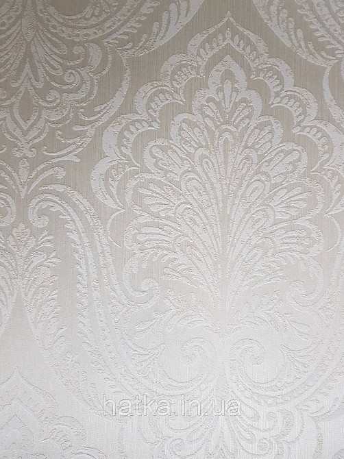 Шпалери текстильні еко 0.53х10.05 Rasch Textil Valentina класика вензелі дамаски біло бежеві на бежевому Київ - фото 1
