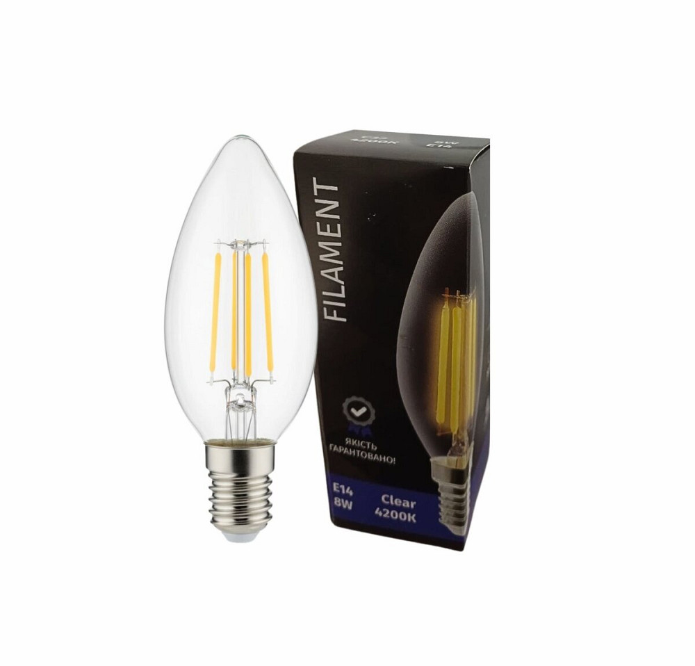 Лампочка LED SIRIUSSTAR filament clear 4202 8W (C37-4200K-E14) Коломия - фото 1