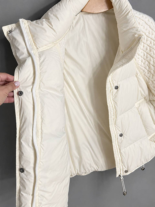 Куртка жіноча YZY 30790 пуховик oversize з в’язаними рукавами демісезонна one size, молочний, one size Київ - фото 4