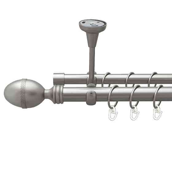 Карниз Orvit Фарже металевий дворядний відкритий до стелі гладка труба кільце металеве Сатин 25\19 мм 240 см (00-00023966) Львів