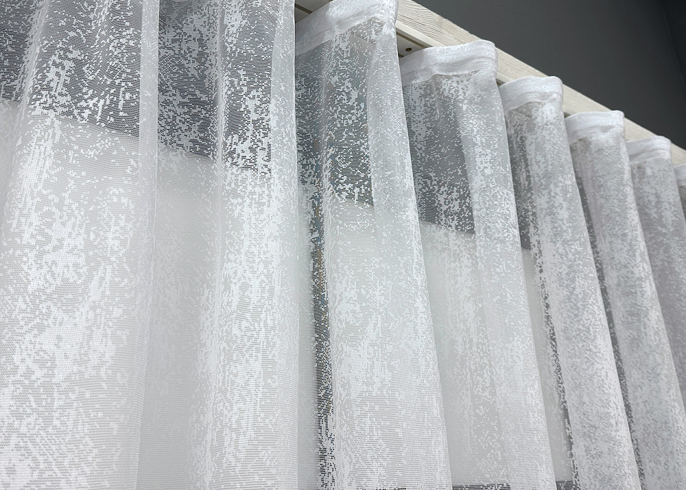 Короткий тюль VR-Textil 1940т Жаккард Белый с капучино 300х200 см (42-0913) Киев - изображение 8