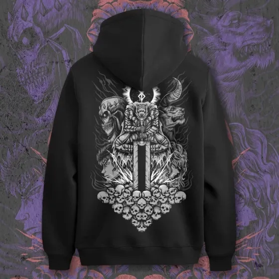 Худи мужское с принтом Berserk Гатс і Гріффін BW Размер 52 Anime1096 Днепр