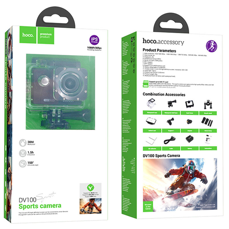 Екшн камера HOCO DV100 sports camera Black Киев - изображение 3