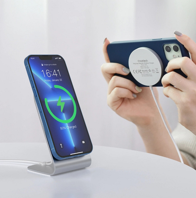 Бездротовий зарядний пристрій Choetech T518-F 15 W + підставка-тримач ( Білий ) Харьков - изображение 6