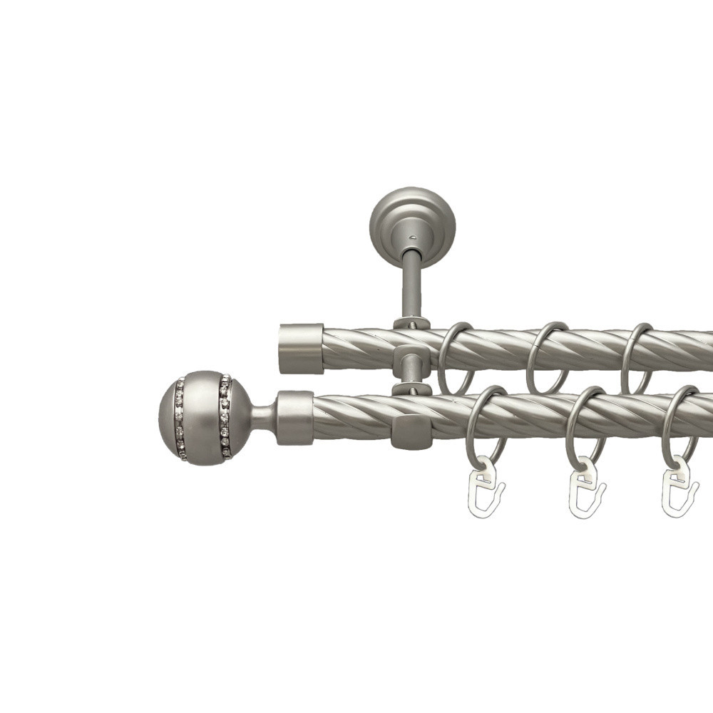 Карниз Orvit Аркадія металевий дворядний відкритий скручена труба кільце металеве Сатин 19\19 мм 300 см Львов - изображение 1