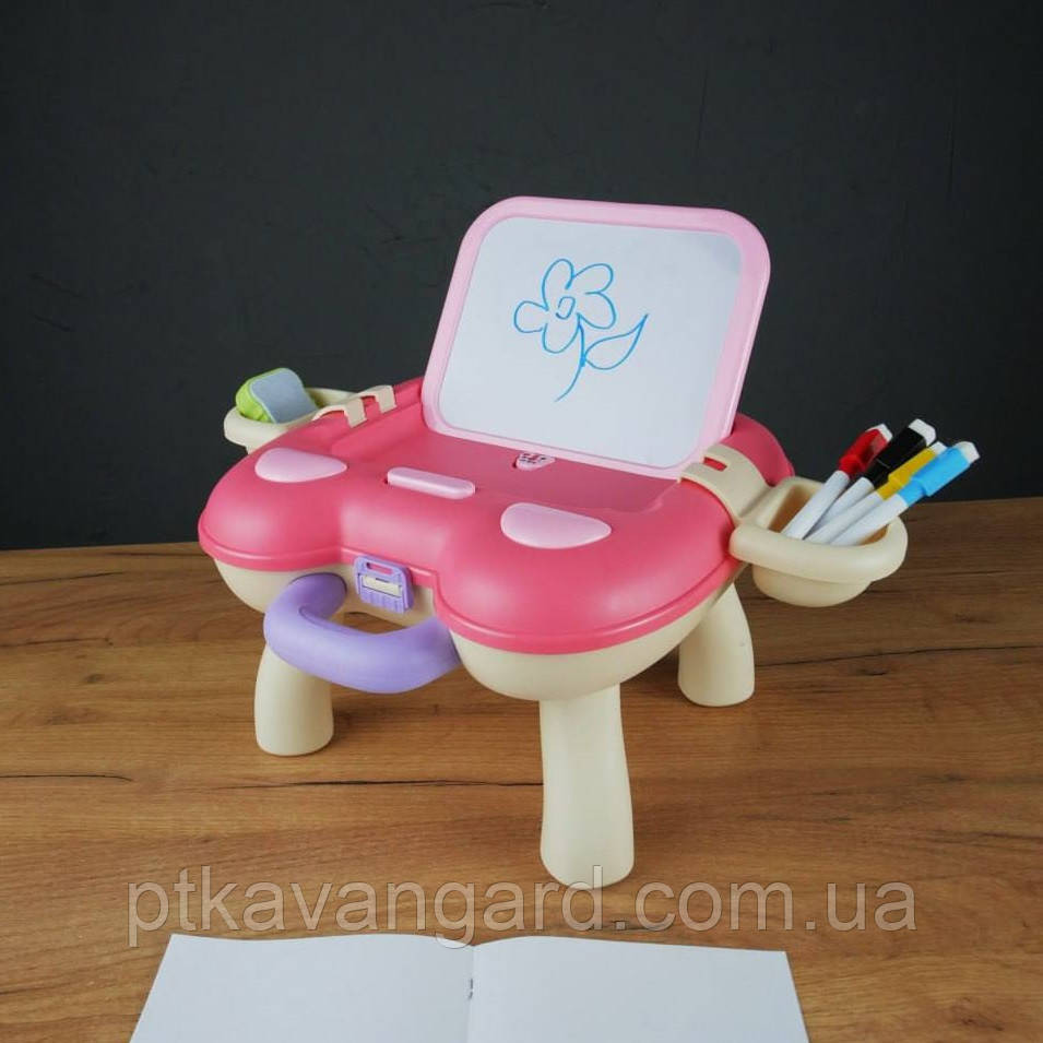 Дитячий мольберт для малювання (маркери, губка, складається в чемодан) рожевий Хмельницький - фото 1