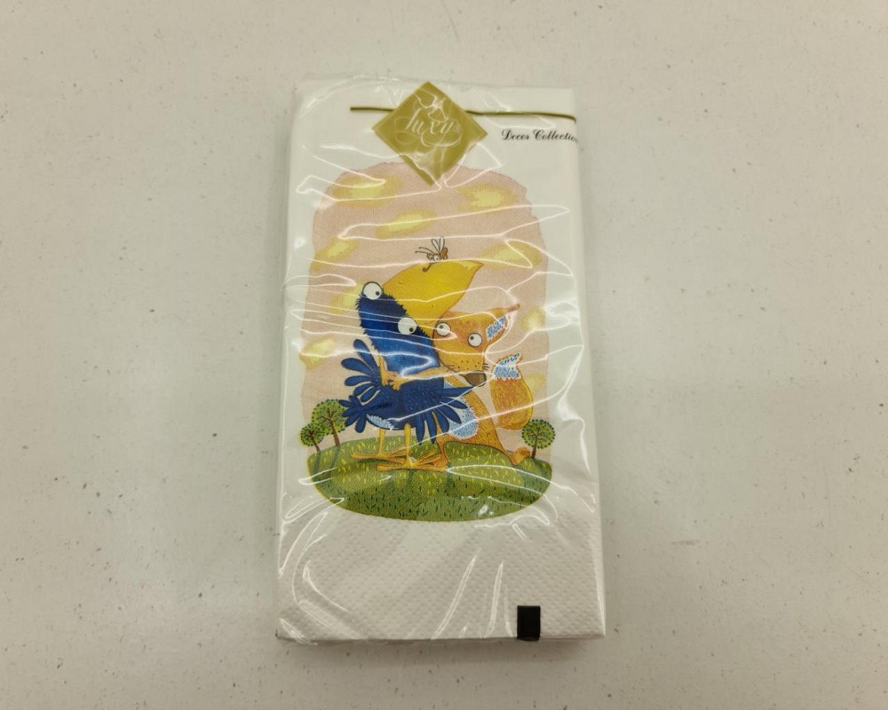 Бумажная салфетка мини (ЗЗхЗЗ, 10шт) Luxy MINI Ворона и Лис (2033) (1 пачка) Харьков - изображение 4